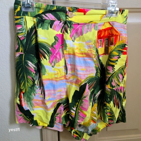 Farm Rio Summer Memories  Beach palm Trees Linen Shorts M Made in Brazil - Picture 2 of 10